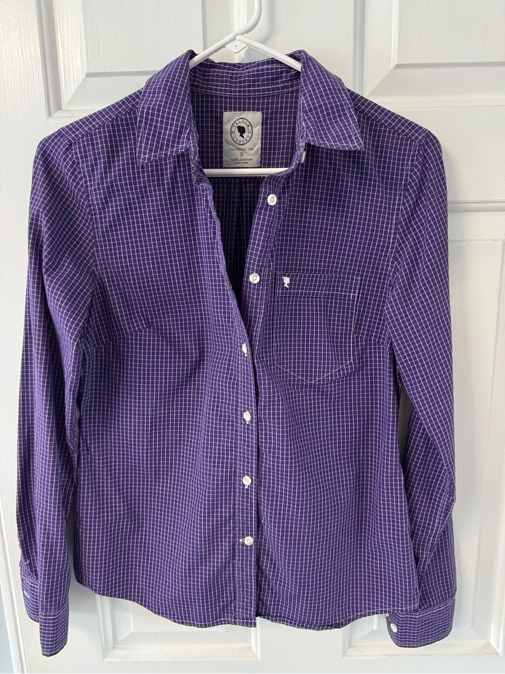 Aritzia - Talula Poplin Button-Up Shirt (Purple/White) - Size S